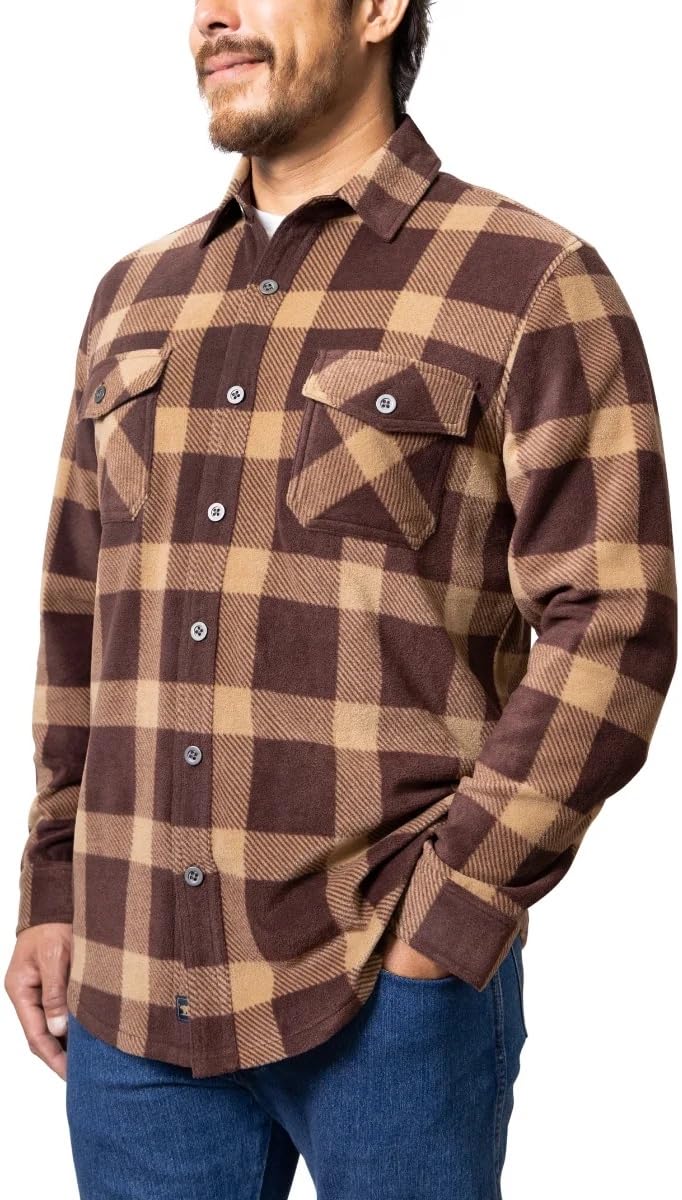 Freedom Foundry Mens Lightweight Plush Plaid Fleece Shirt