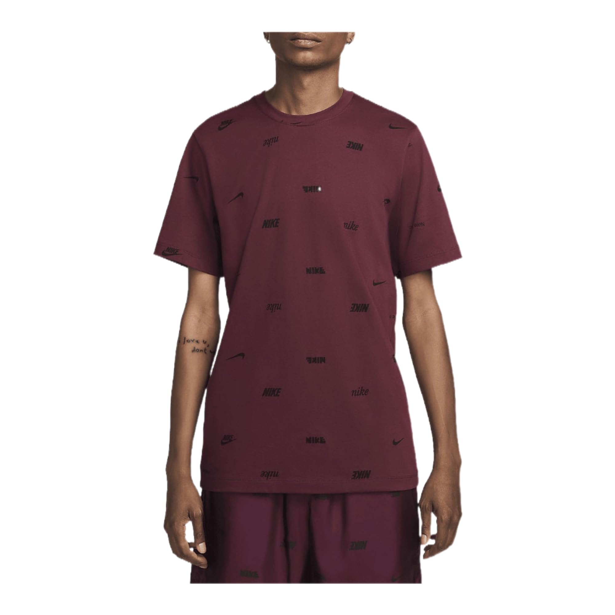 Nike Club Men's Allover Print T-Shirt (Night Maroon)