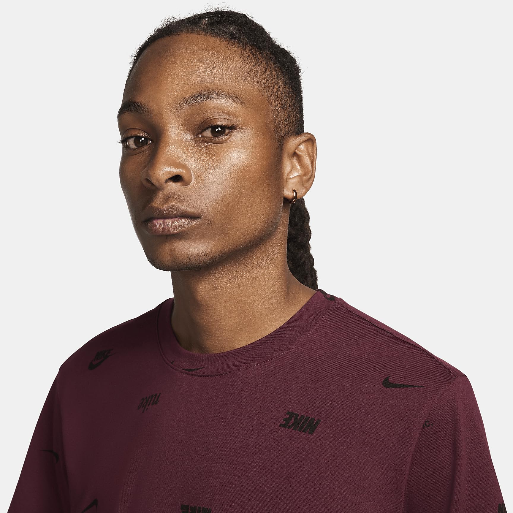 Nike Club Men's Allover Print T-Shirt (Night Maroon)