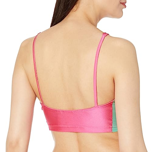 adidas Originals Women's High Shine Halter Crop Top, Pulse Magenta/Easy Green, X-Large