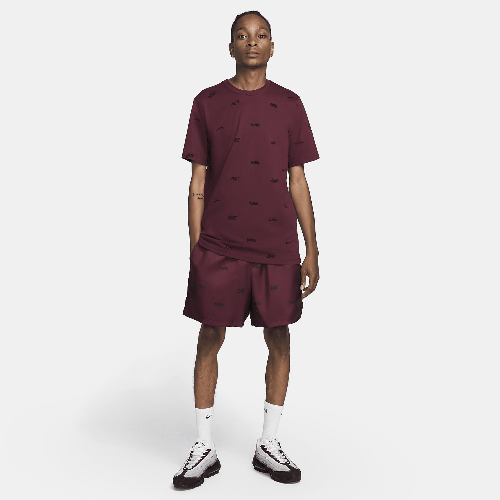 Nike Club Men's Allover Print T-Shirt (Night Maroon)