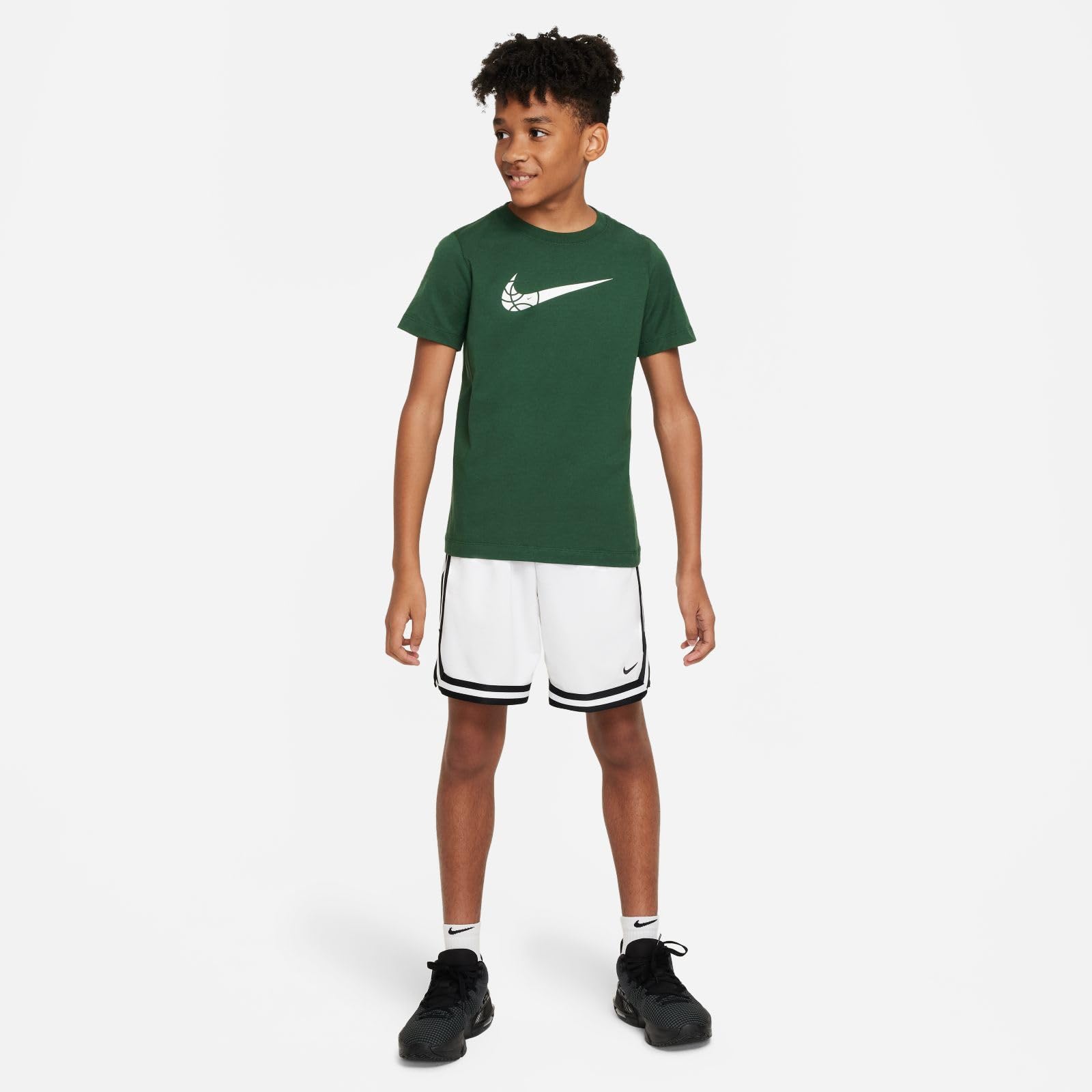 Nike Dri-FIT DNA Big Kids' (Boys') Basketball Shorts (White/Black, FJ6802-100) Size Medium