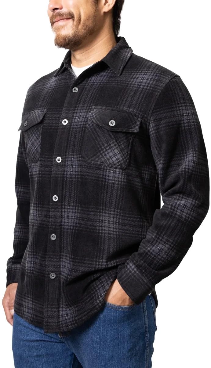 Freedom Foundry Mens Lightweight Plush Plaid Fleece Shirt