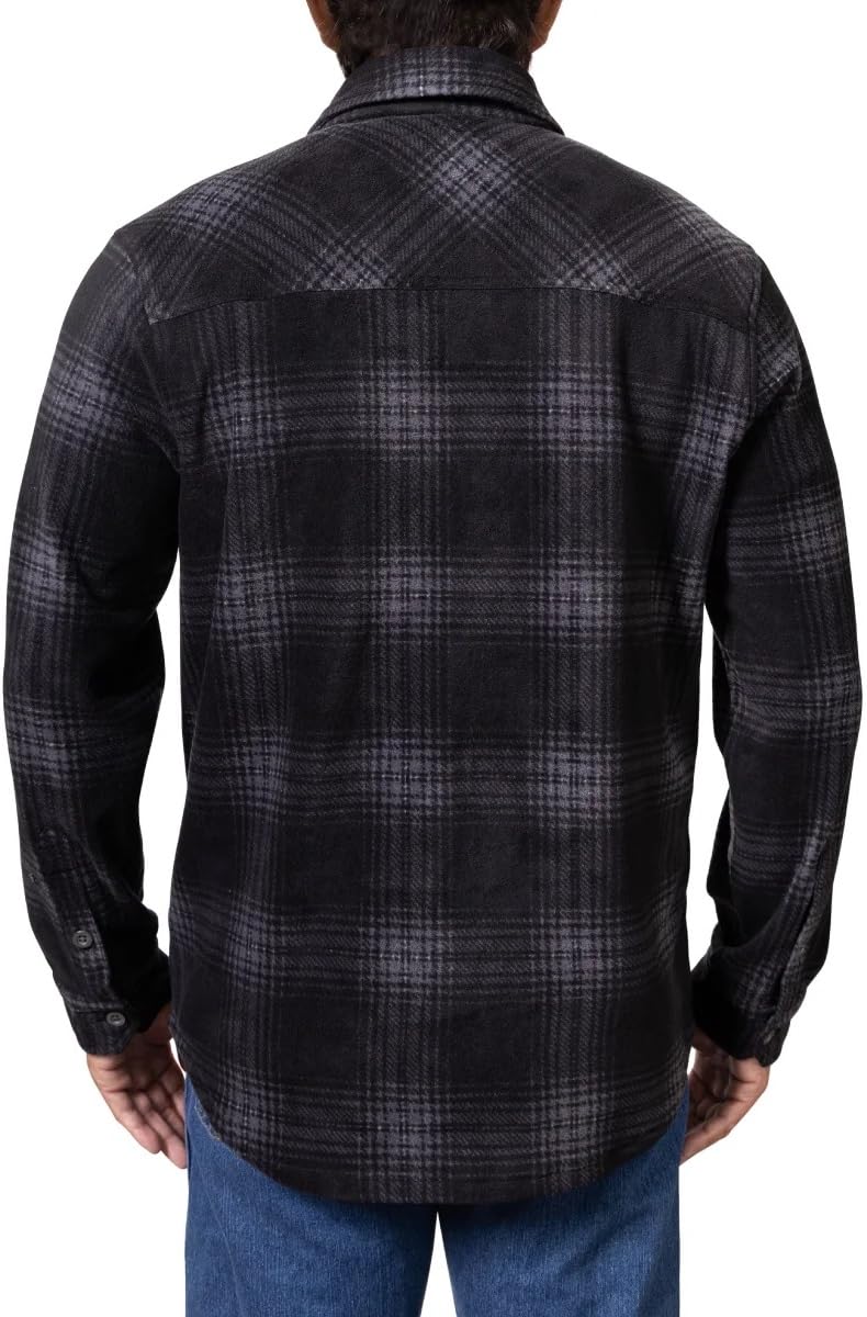 Freedom Foundry Mens Lightweight Plush Plaid Fleece Shirt