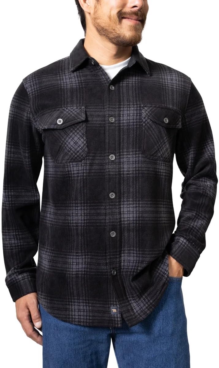 Freedom Foundry Mens Lightweight Plush Plaid Fleece Shirt