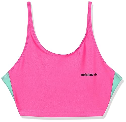 adidas Originals Women's High Shine Halter Crop Top, Pulse Magenta/Easy Green, X-Large