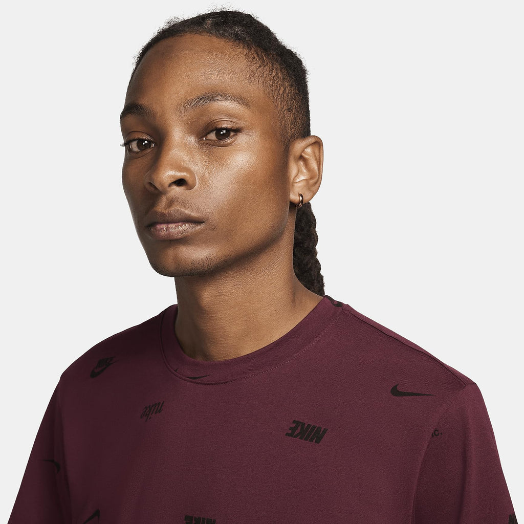 Nike Club Men's Allover Print T-Shirt (Night Maroon)